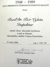 Jmenování členem SOVF <br>| Osobní archiv P. Vylety